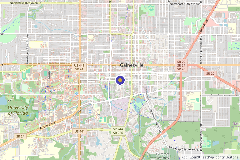 Map showing the location of Davis Integrative Medicine in Gainesville, FL