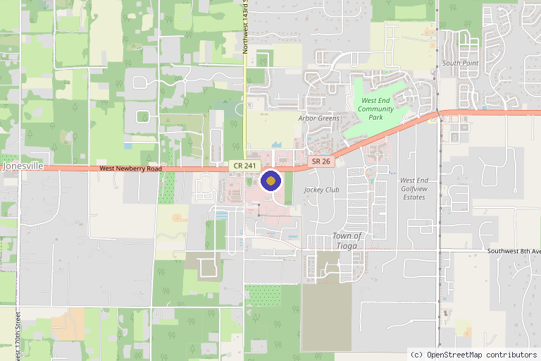 Map showing the location of Paradise MedSpa & Wellness Center in Jonesville, FL