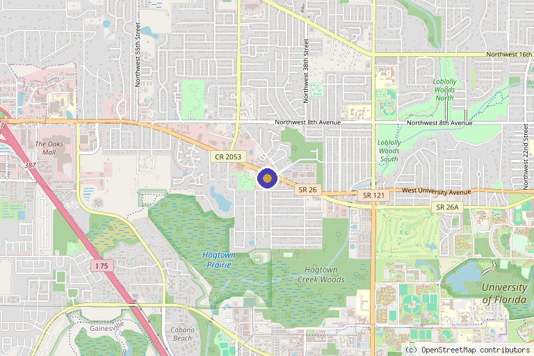 Map showing the location of Gainesville Holistic Healthcare in Gainesville, FL