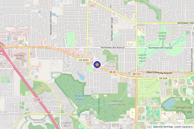 Map showing the location of Skin Avenue Aesthetics in Gainesville, FL