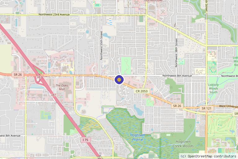 Map showing the location of Bespoke Aesthetics in Gainesville, FL