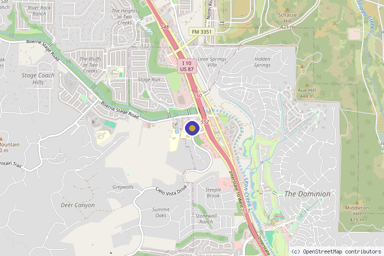Map showing the location of bioworX Leon Springs | Wellness, IV Therapy & Drip Bar in San Antonio, TX