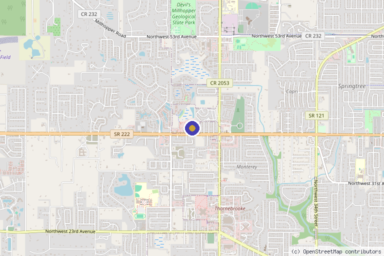 Map showing the location of Gainesville Wellness and Performance in Gainesville, FL