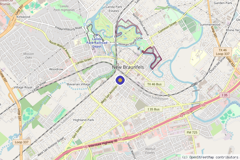 Map showing the location of Rise Collective Medspa in New Braunfels, TX