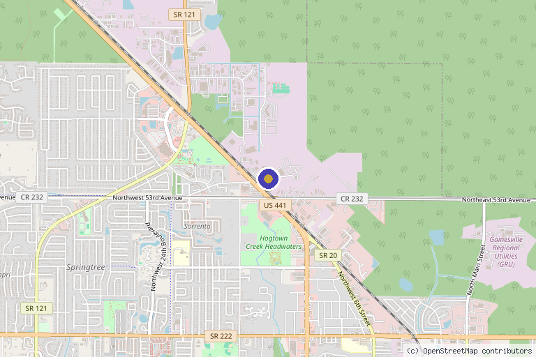 Map showing the location of Kincell Bio in Gainesville, FL