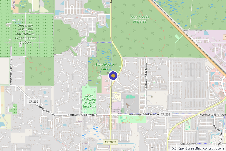 Map showing the location of Ageless Medical Solutions in Gainesville, FL