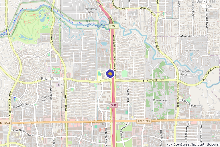 Map showing the location of Elara Medical Aesthetics in Houston, TX