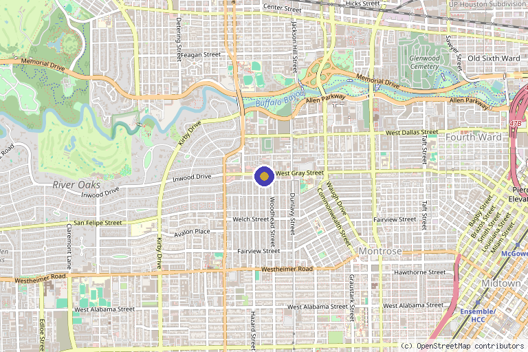 Map showing the location of Daily Dose Wellness Club in Houston, TX