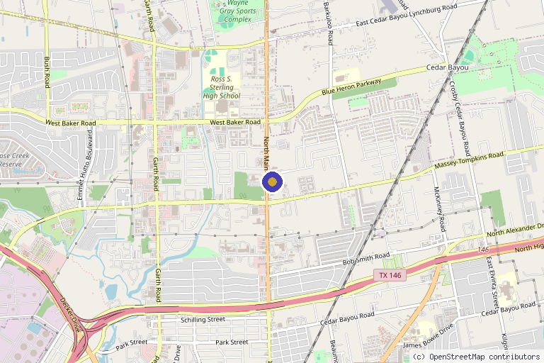 Map showing the location of MD Weight Loss & MedSpa in Baytown, TX