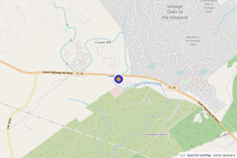 Map showing the location of Cura Aesthetics in New Braunfels, TX