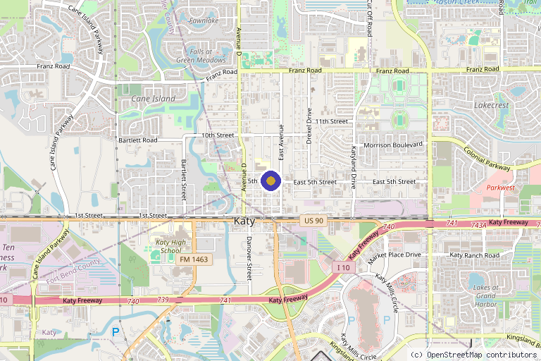 Map showing the location of AmeraCell Clinics in Houston, TX