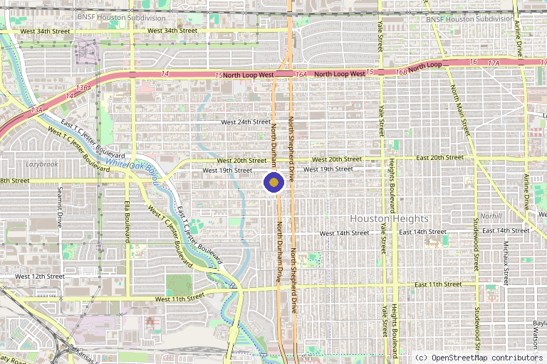 Map showing the location of Thrive Medicine Clinic in Houston, TX