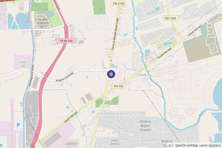 Map showing the location of Solace Med Spa in Baytown, TX