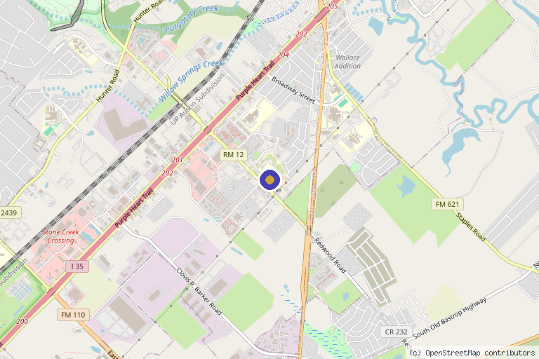 Map showing the location of Bone DRs Orthopedic Care - San Marcos in San Marcos, TX