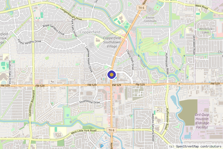 Map showing the location of Texas Interventional Orthopedics and Regenerative Medicine in Houston, TX