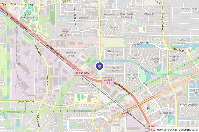 Map showing the location of QC Kinetix (Cypress) in Houston, TX