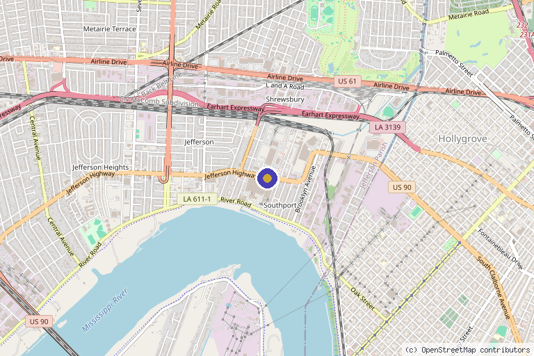 Map showing the location of Clark Alsfeld, MD in New Orleans, LA