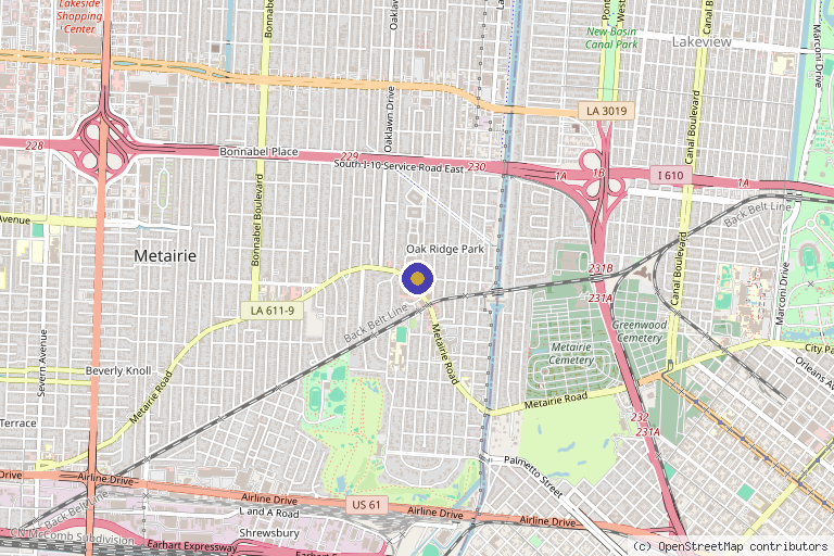 Map showing the location of Maison Magnolia Medical Spa & Laser Clinic in Metairie, LA