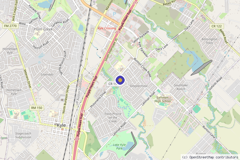 Map showing the location of Hands On Healing Spa & Boutique LLC in Kyle, TX