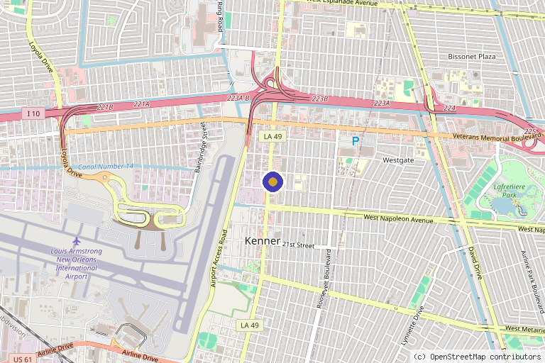 Map showing the location of LA Health Solutions - Kenner in Kenner, LA