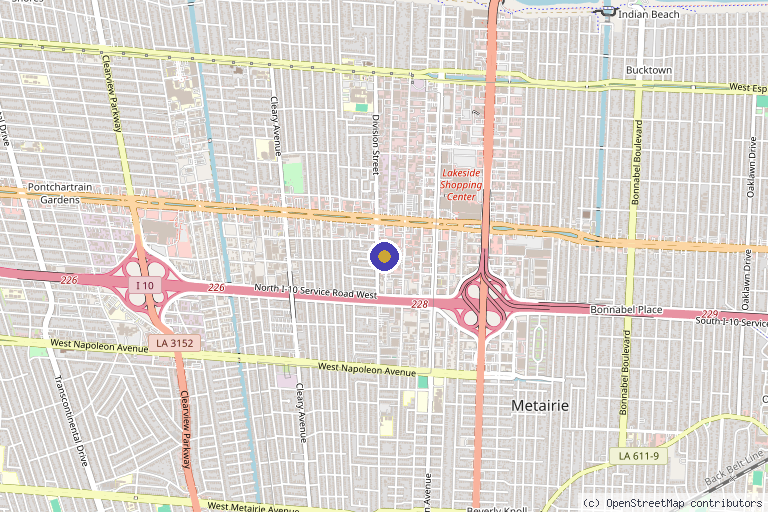 Map showing the location of Metairie Orthopedics & Sports Medicine in Metairie, LA