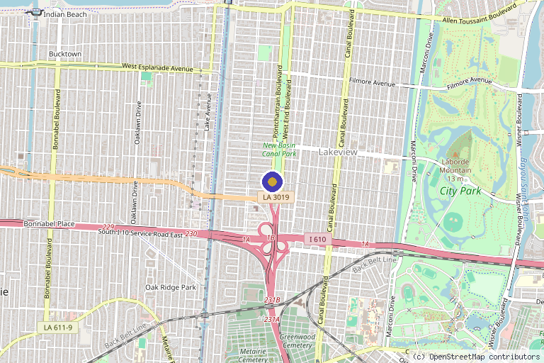 Map showing the location of Dr. Russell Russo in New Orleans, LA