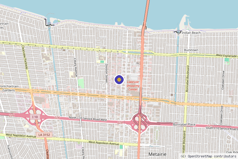 Map showing the location of CHRONOS Body Health Wellness in Metairie, LA
