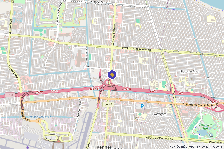 Map showing the location of Mendoza Medical Spa of Kenner in Kenner, LA