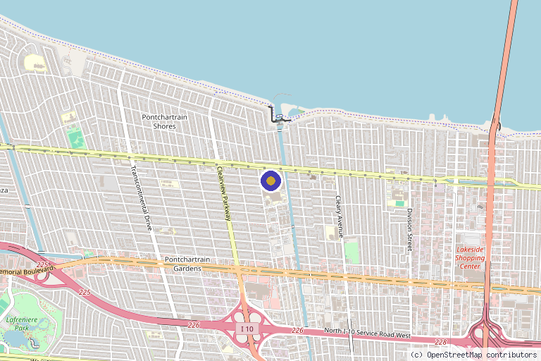 Map showing the location of QC Kinetix (Metairie) in New Orleans, LA