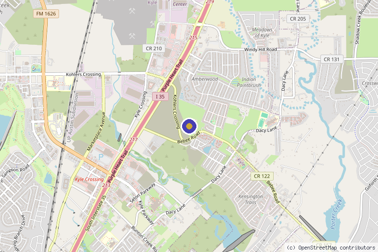 Map showing the location of Inertia Sports and Family Medicine in Kyle, TX