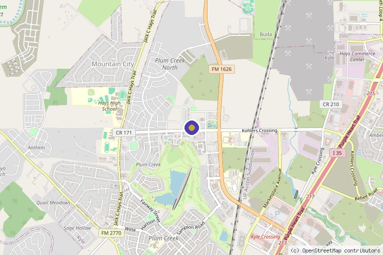 Map showing the location of Texas Physical Therapy Specialists in Kyle, TX