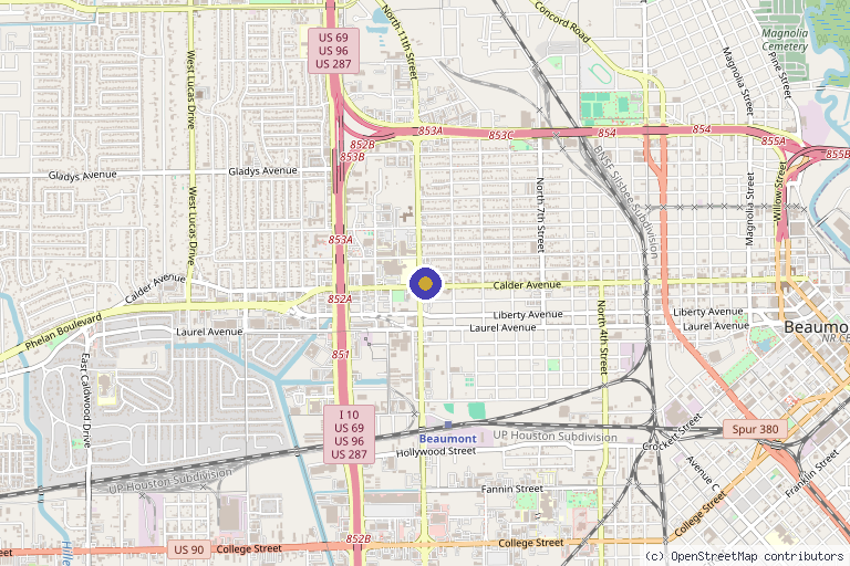 Map showing the location of Dharma Wellness MedSpa in Beaumont, TX