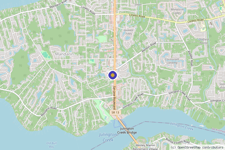 Map showing the location of QC Kinetix (Jacksonville) in Jacksonville, FL