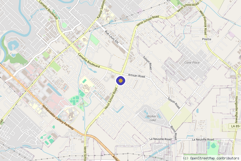 Map showing the location of The Aesthetic Boutique Luxury Med Spa in Lafayette, LA