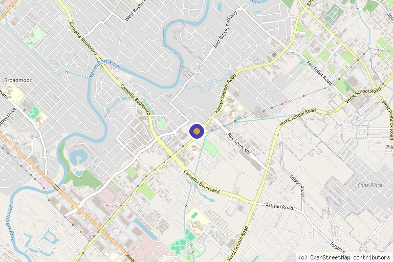 Map showing the location of Center One Medical of Lafayette in Lafayette, LA