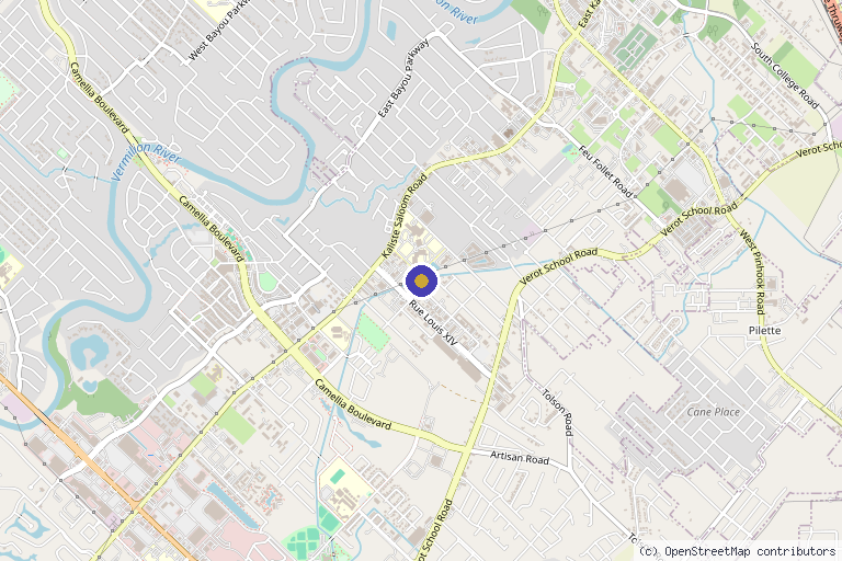 Map showing the location of Delatte Plastic Surgery, Skin Care and Wellness in Lafayette, LA