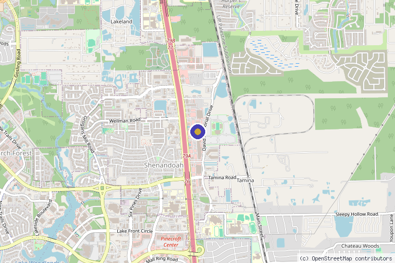 Map showing the location of Advanced Aesthetics & Wellness in Shenandoah, TX
