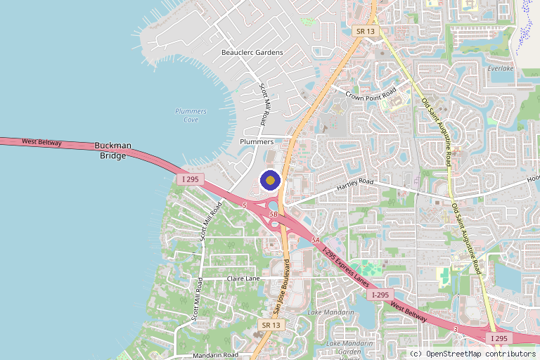 Map showing the location of Florida Injury & Regenerative Medicine, PLLC in Jacksonville, FL