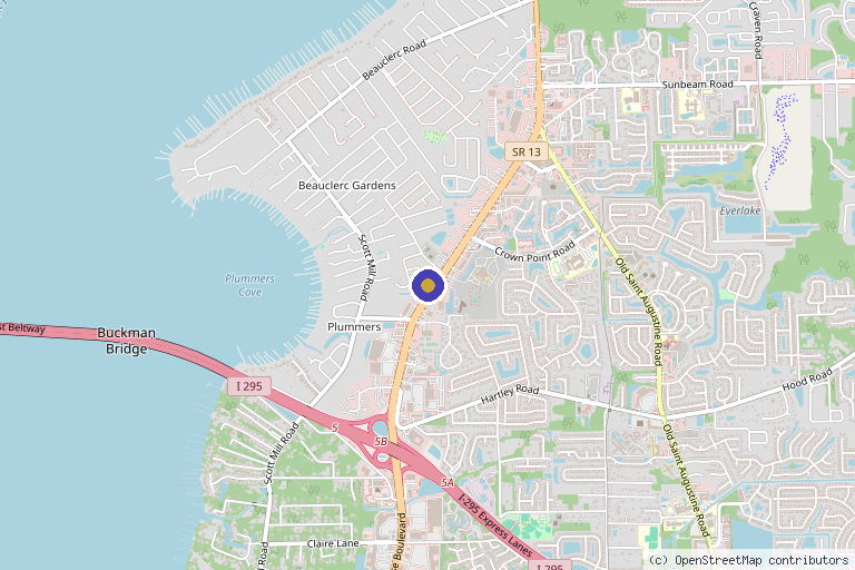 Map showing the location of Ageless Rejuvenation Center in Jacksonville, FL