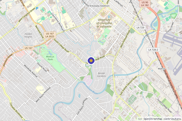 Map showing the location of Dermatology Center of Acadiana in Lafayette, LA