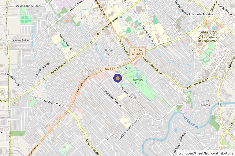 Map showing the location of Dr. Dupon Aesthetics & Anti-Aging in Lafayette, LA