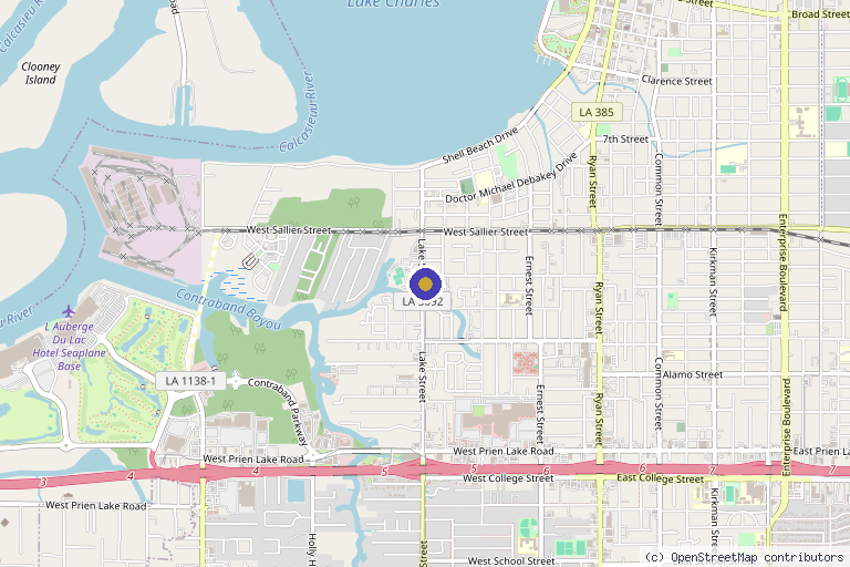 Map showing the location of Dr. Kyle Daigle in Lake Charles, LA