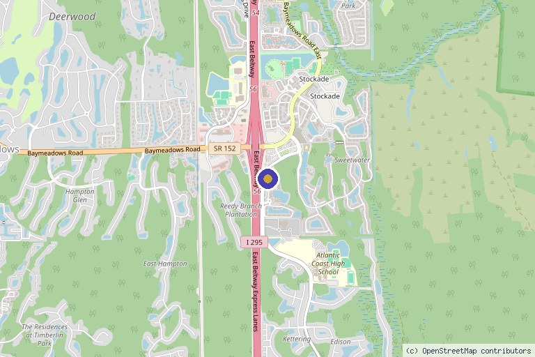 Map showing the location of Injury Care Centers in Jacksonville, FL