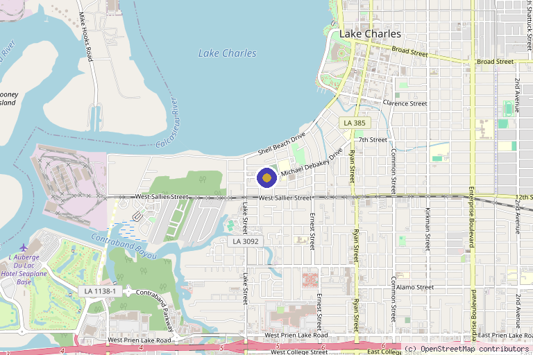 Map showing the location of Total Health Clinic in Lake Charles, LA