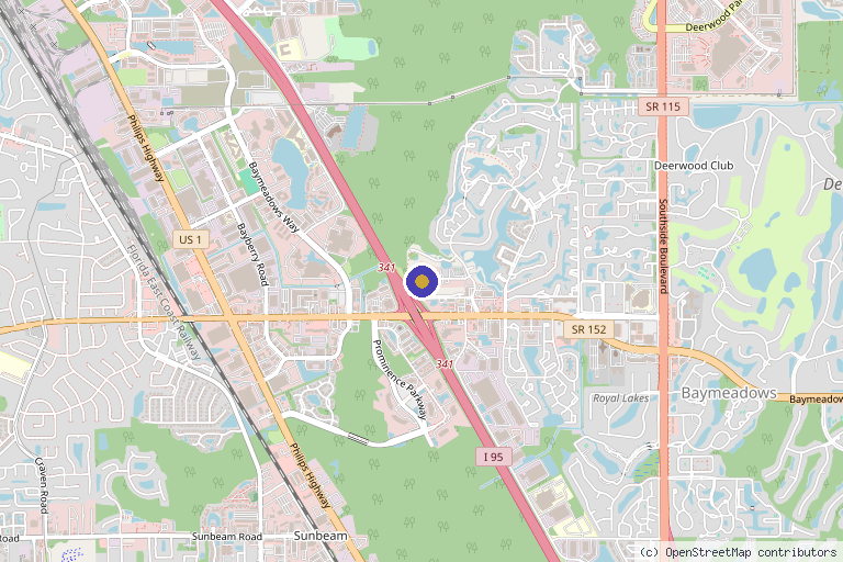 Map showing the location of Coastal Health & Medical Spa in Jacksonville, FL