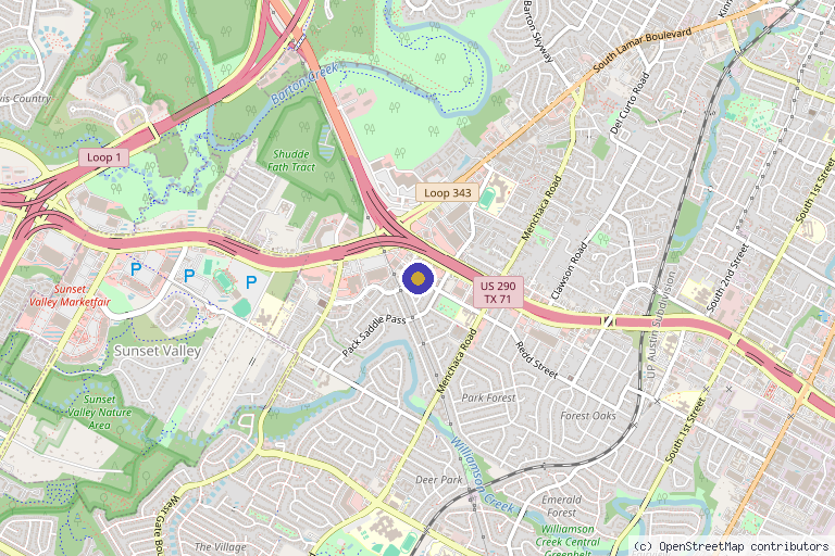 Map showing the location of Unicorn Bioscience in Austin, TX
