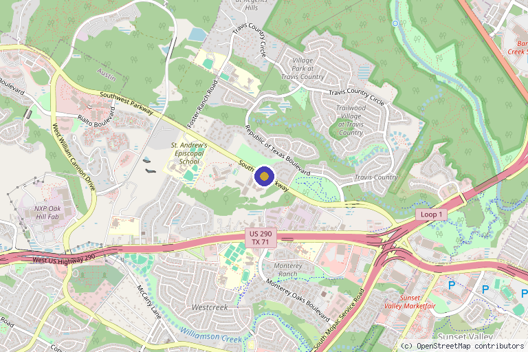 Map showing the location of Direct Biologics in Austin, TX