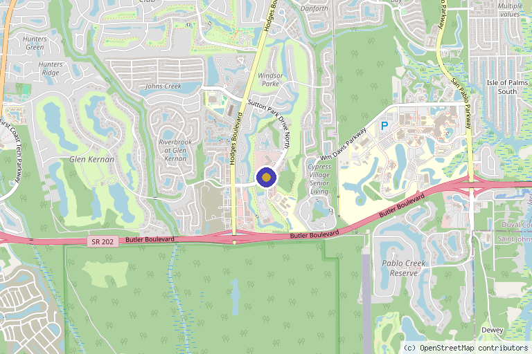 Map showing the location of Anderson Longevity Clinic in Jacksonville, FL