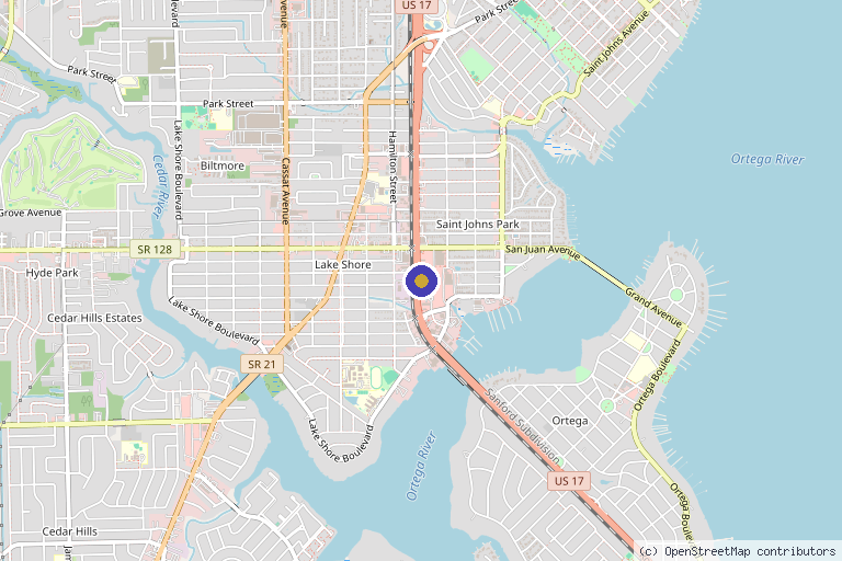 Map showing the location of The Marque Longevity Lab in Jacksonville, FL