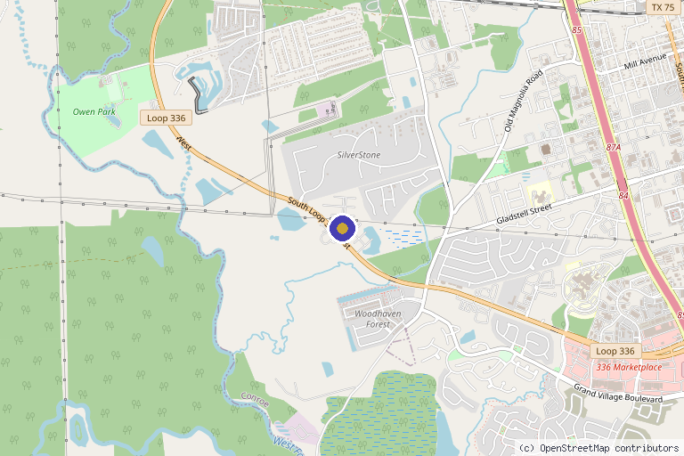 Map showing the location of TransMed Center in Conroe, TX